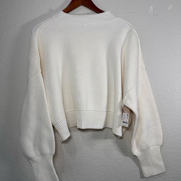 NWT Free People Easy Street Cropped Pullover Sweater - Ivory Medium - Picture 7 of 9